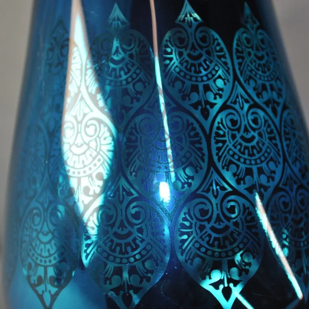 28 oz Z. Gallerie Puccini goblet wine glass peacock (w1082)